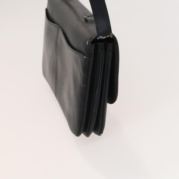 CELINE Shoulder Bag Leather Navy Gold Auth - Picture 5 of 16